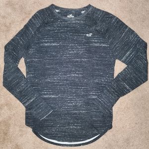 Hollister mens, Curved Hem heathered black long sleeve, L